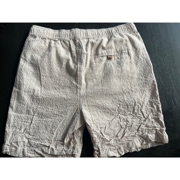 Tenth + Ocean Mens Washable Linen Shorts Tan Textured Drawstring Size Large - Picture 2 of 6